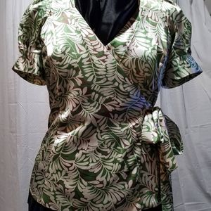 BCBG Floral Wrap Blouse